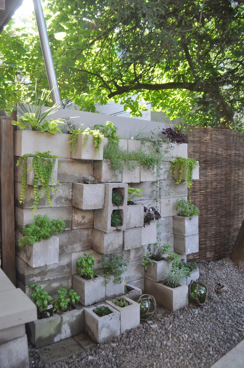 Блоки в ландшафтном дизайне: вертикальный сад