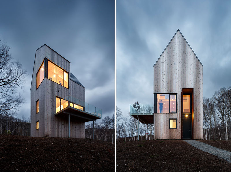Дом с деревянным фасадом от Design Base 8: необычная крыша