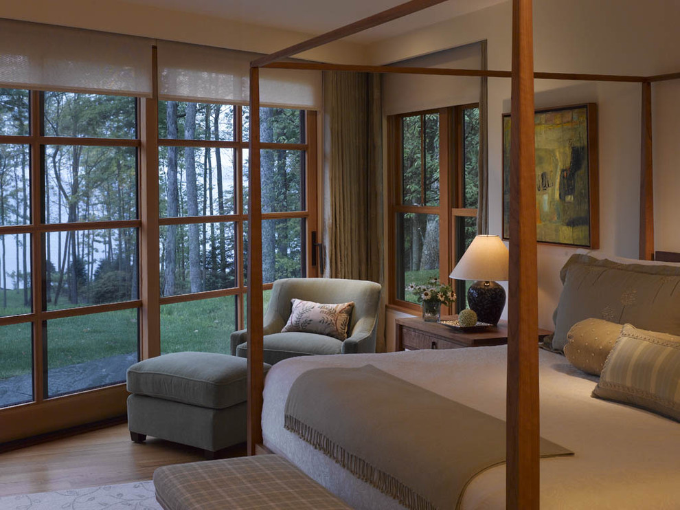 Дизайн интерьера спальни с панорамными окнами