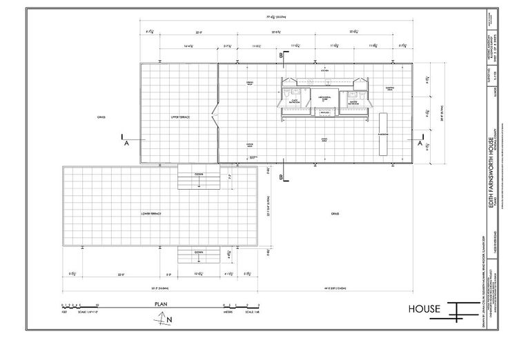 План схема стеклянного дома Fransworth