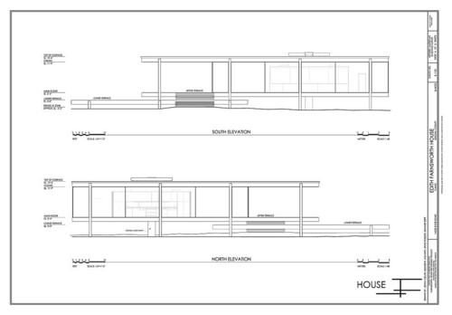 План схема стеклянного дома Fransworth