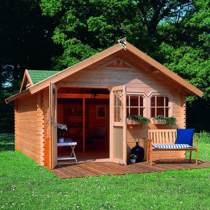 Дизайн маленького деревянного домика с террасой