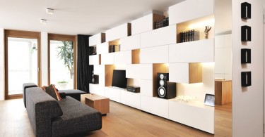 Геометрический дизайн интерьера апартаментов в Любляне