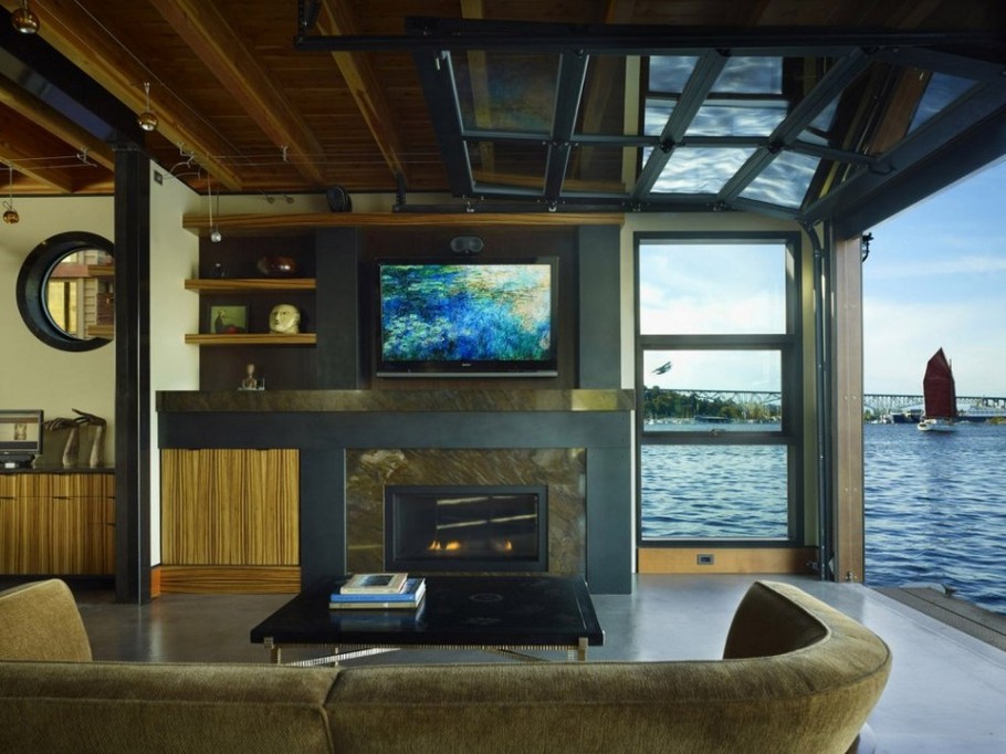 Гостиная плавающего дома от Designs Northwest Architects