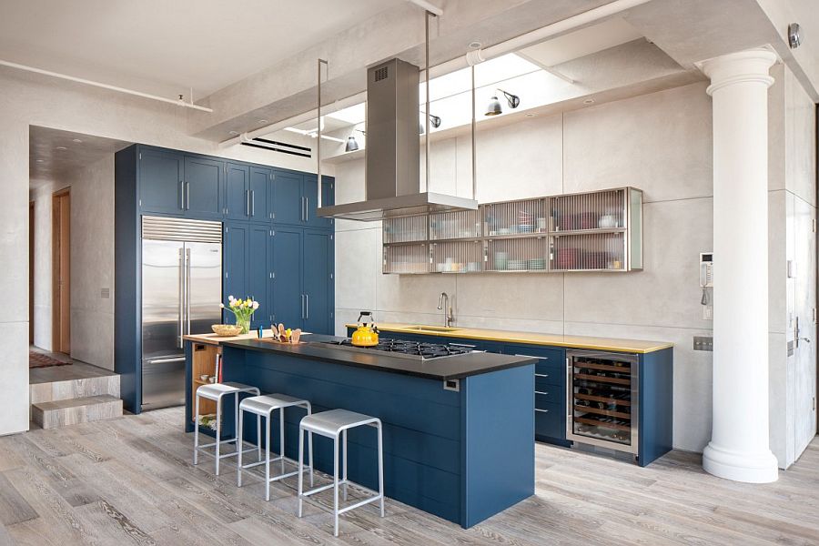 Дизайн кухни в синем цвете