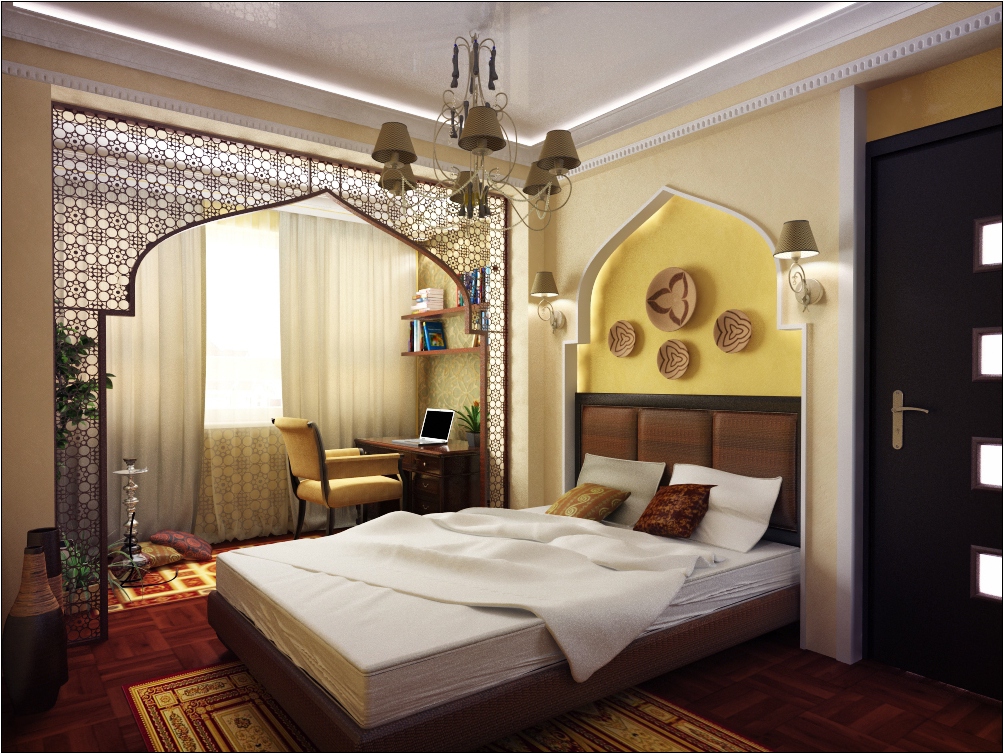 Марокканский экран в интерьере спальни