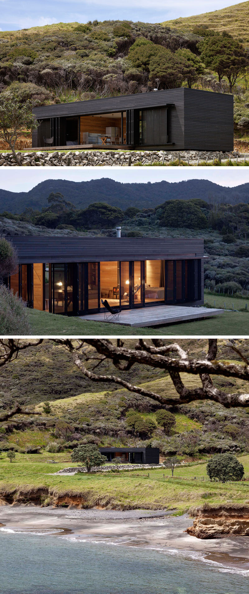 Необычные проекты домов: чёрный коттедж в Новой Зеландии