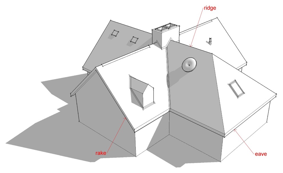 Элементы крыши деревянного дома: конёк, жёлоб, и край фронтона