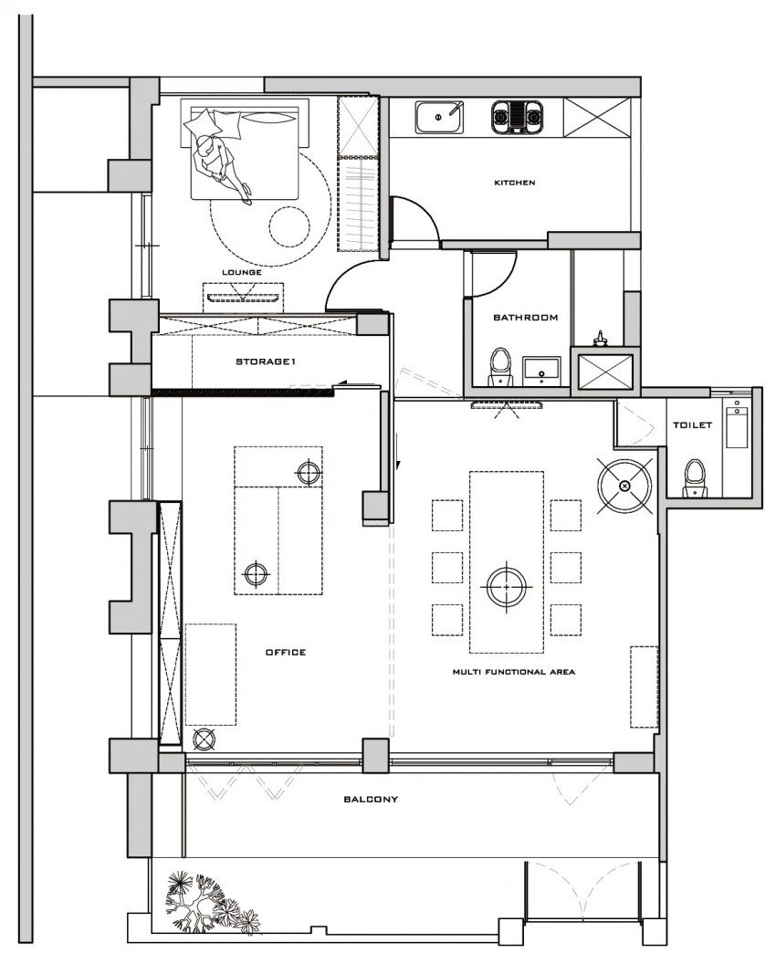 Серый цвет в интерьере дома в Тайване: план квартиры