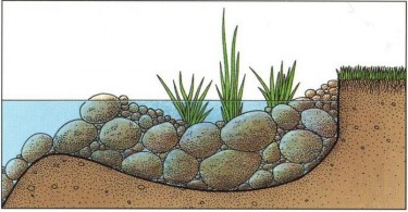 Схема укрепления берега пруда